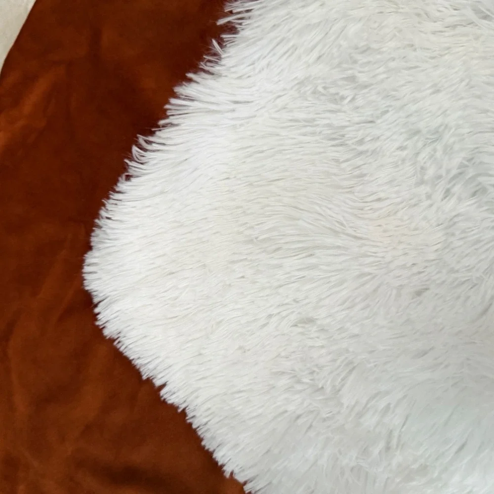 Throw Pillow Cover Set‎ 3pc NordECO HOME White Faux Fur Burnt Orange Velour 17.5